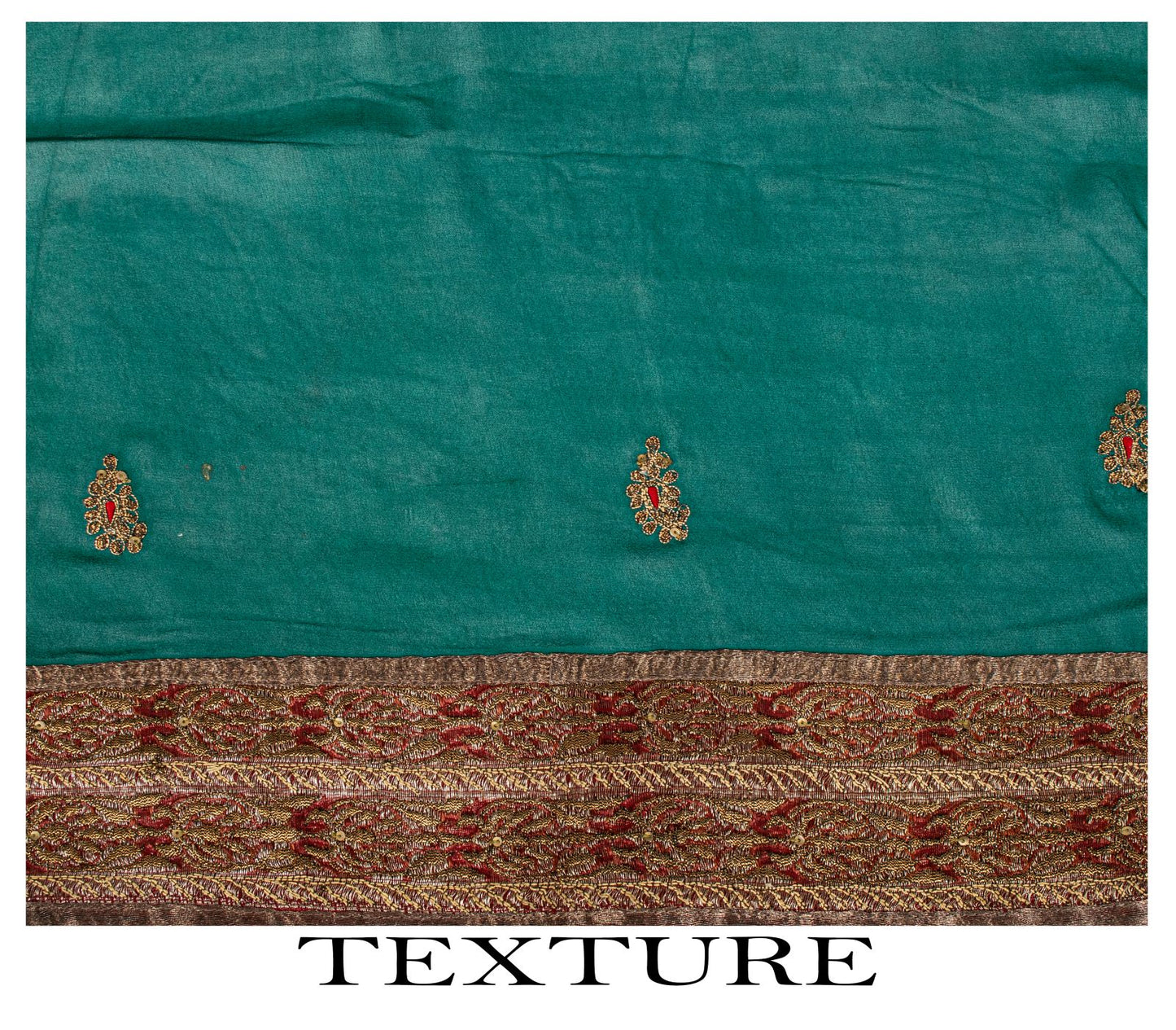 Sanskriti Vintage Green Pure Georgette Dupatta/Stole Embroidered Wedding Veil