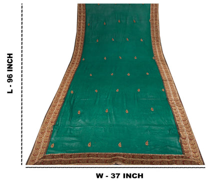 Sanskriti Vintage Green Pure Georgette Dupatta/Stole Embroidered Wedding Veil