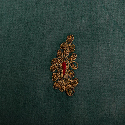 Sanskriti Vintage Green Pure Georgette Dupatta/Stole Embroidered Wedding Veil