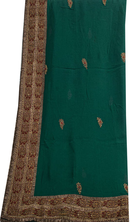 Sanskriti Vintage Green Pure Georgette Dupatta/Stole Embroidered Wedding Veil