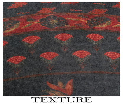 Sanskriti Vintage Black Pure Georgette Dupatta/Stole Floral Printed Indian Veil