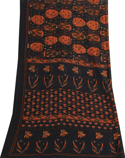 Sanskriti Vintage Black Pure Georgette Dupatta/Stole Floral Printed Indian Veil