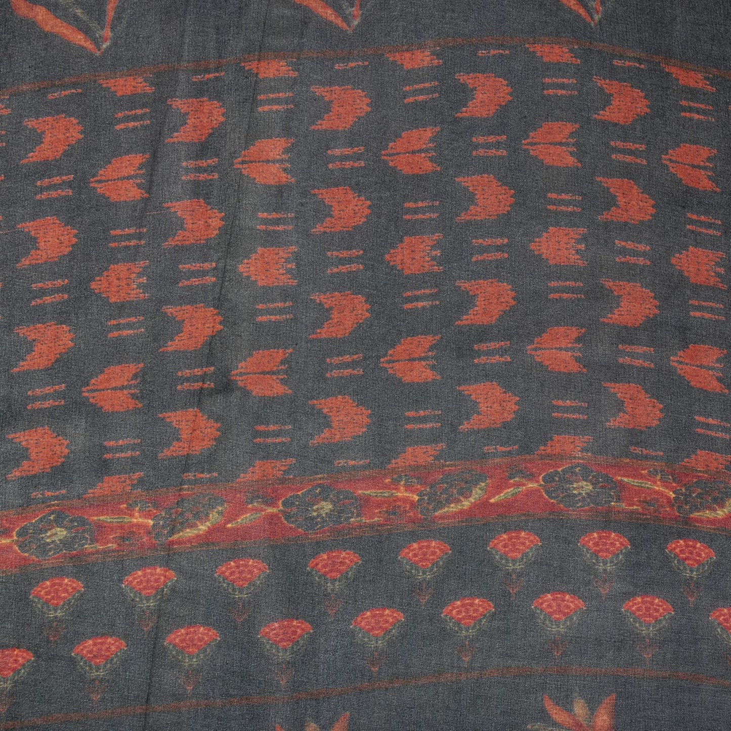 Sanskriti Vintage Black Pure Georgette Dupatta/Stole Floral Printed Indian Veil
