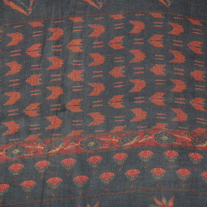 Sanskriti Vintage Black Pure Georgette Dupatta/Stole Floral Printed Indian Veil