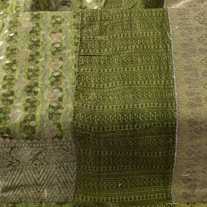 Sanskriti Vintage Green Blend Cotton Dupatta/Stole Floral Print-Woven Soft Veil