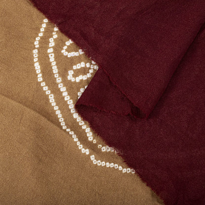 Sanskriti Vintage Dupatta/Stole Brown-Red Pure Silk Bandhani Work Indian Veil