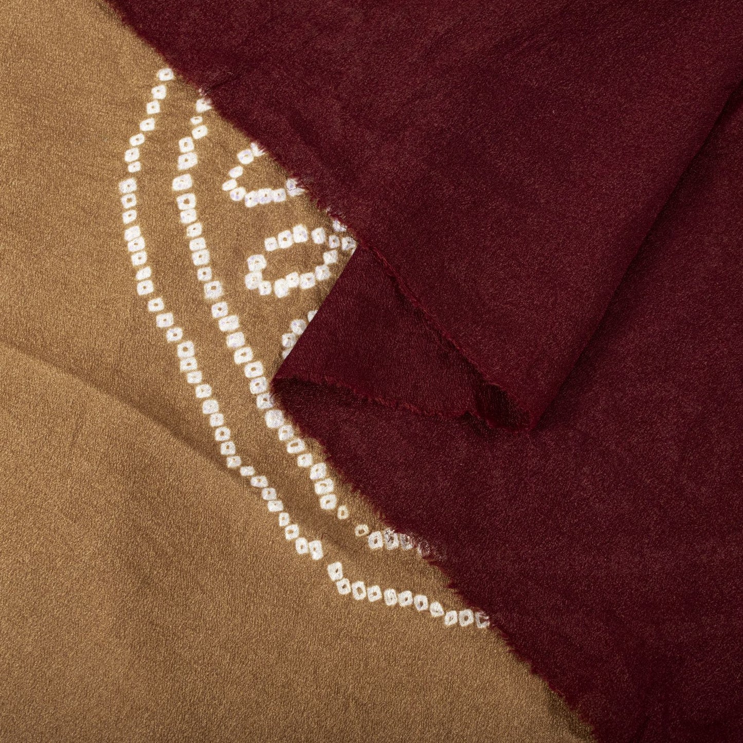 Sanskriti Vintage Dupatta/Stole Brown-Red Pure Silk Bandhani Work Indian Veil