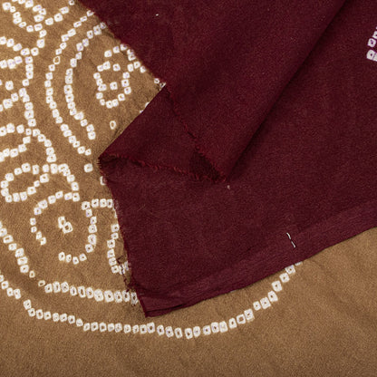 Sanskriti Vintage Dupatta/Stole Brown-Red Pure Silk Bandhani Work Indian Veil