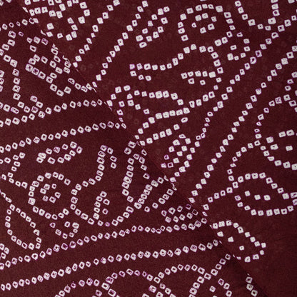 Sanskriti Vintage Dupatta/Stole Brown-Red Pure Silk Bandhani Work Indian Veil