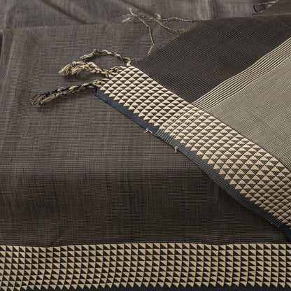 Sanskriti Vintage Dupatta/Stole Black Cotton Silk Hand Woven Geometric Soft Veil