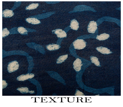 Sanskriti Vintage Dupatta/Stole Blue Cotton Silk Bagru Handblock Print Zari Veil