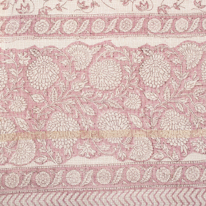 Sanskriti Vintage Dupatta/Stole White Blend Cotton Kota Handblock Kalamkari Veil
