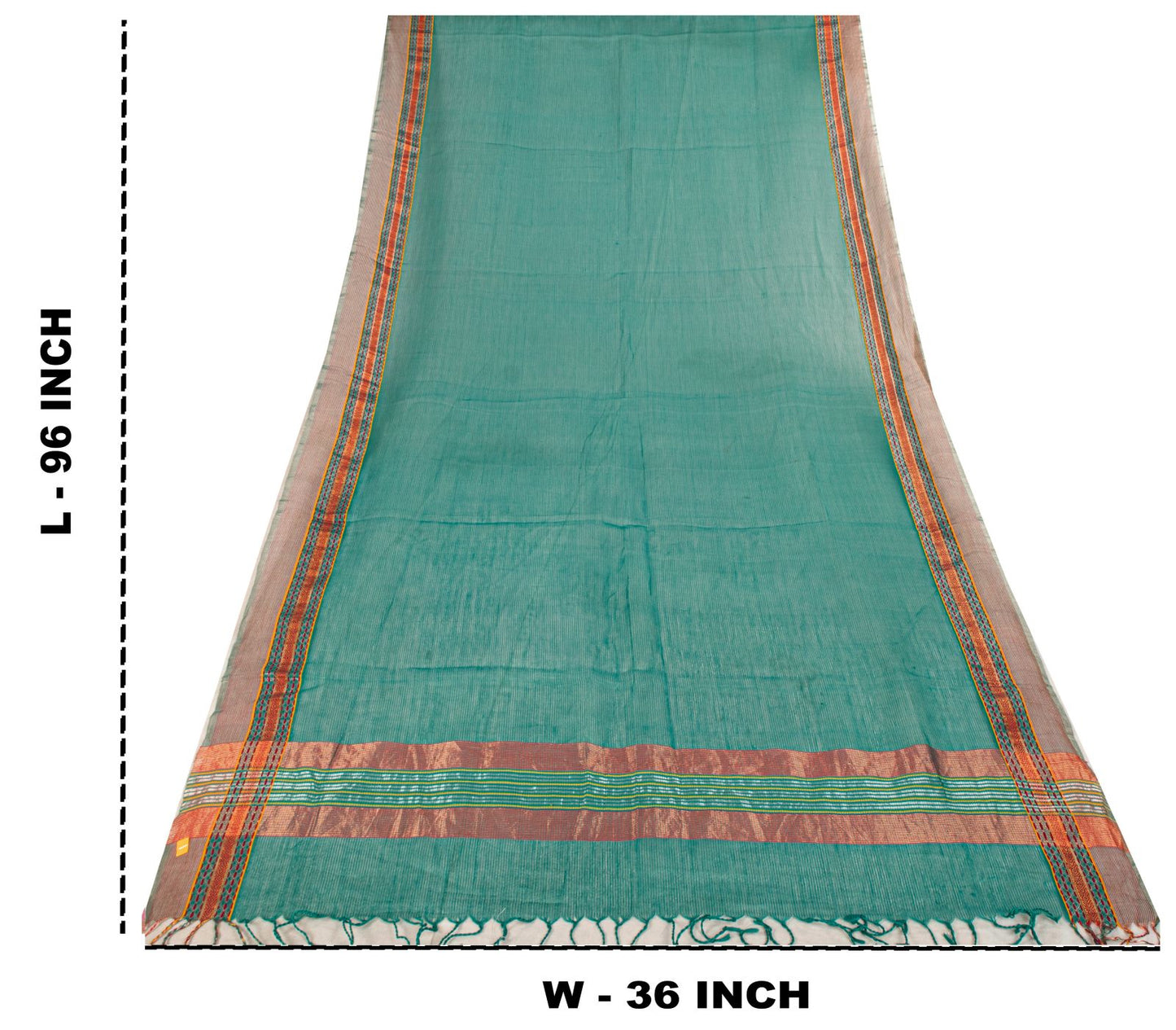 Sanskriti Vintage Dupatta/Stole Green Cotton Silk Zari Handwoven Maheshwari Veil