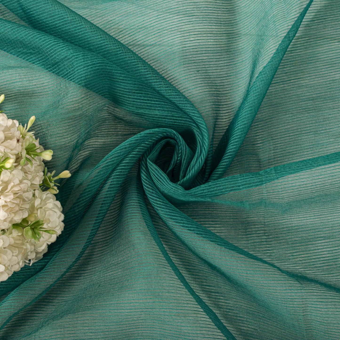 Sanskriti Vintage Dupatta/Stole Green Cotton Silk Zari Handwoven Maheshwari Veil