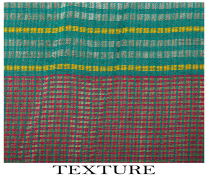 Sanskriti Vintage Dupatta/Stole Green Cotton Silk Zari Handwoven Maheshwari Veil