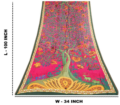 Sanskriti Vintage Dupatta/Stole Pink Pure Cotton Silk Digital Printed Soft Veil