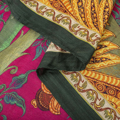 Sanskriti Vintage Dupatta/Stole Pink Pure Cotton Silk Digital Printed Soft Veil