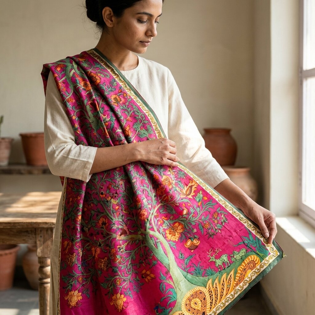 Sanskriti Vintage Dupatta/Stole Pink Pure Cotton Silk Digital Printed Soft Veil