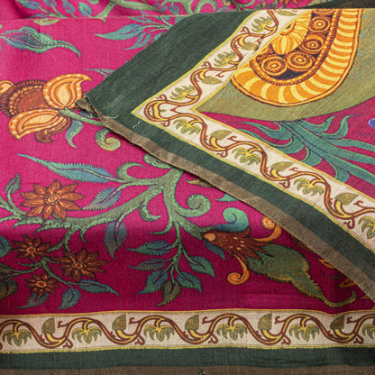 Sanskriti Vintage Dupatta/Stole Pink Pure Cotton Silk Digital Printed Soft Veil