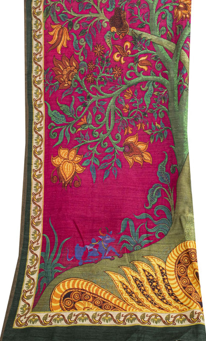 Sanskriti Vintage Dupatta/Stole Pink Pure Cotton Silk Digital Printed Soft Veil
