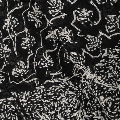 Sanskriti Vintage Dupatta/Stole Black Cotton Silk Hand Embroidered Chikankari