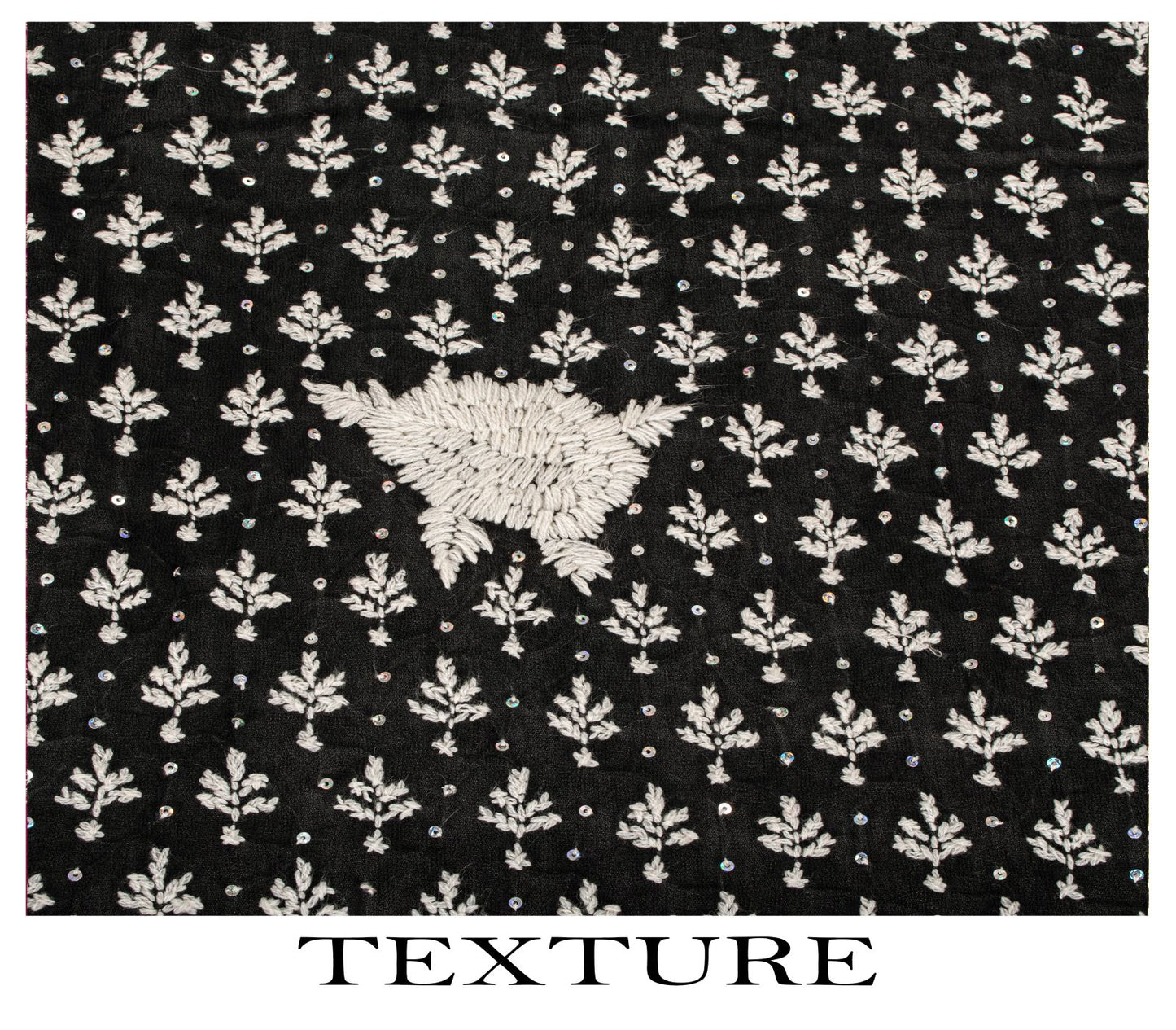 Sanskriti Vintage Dupatta/Stole Black Cotton Silk Hand Embroidered Chikankari