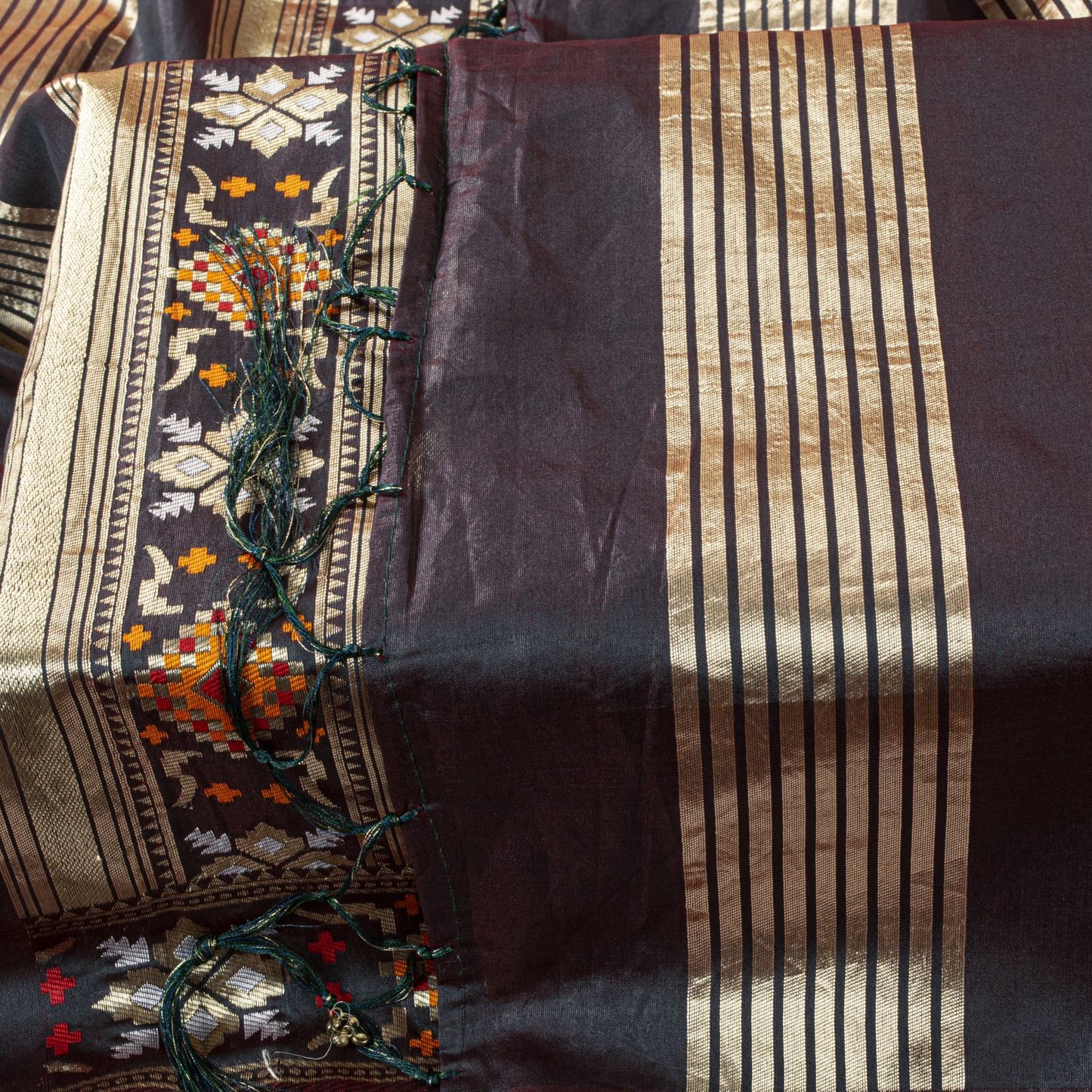 Sanskriti Vintage Dupatta/Stole Red Art Silk Patan Patola Hand Woven Gujrat Veil
