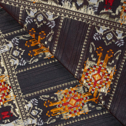 Sanskriti Vintage Dupatta/Stole Red Art Silk Patan Patola Hand Woven Gujrat Veil