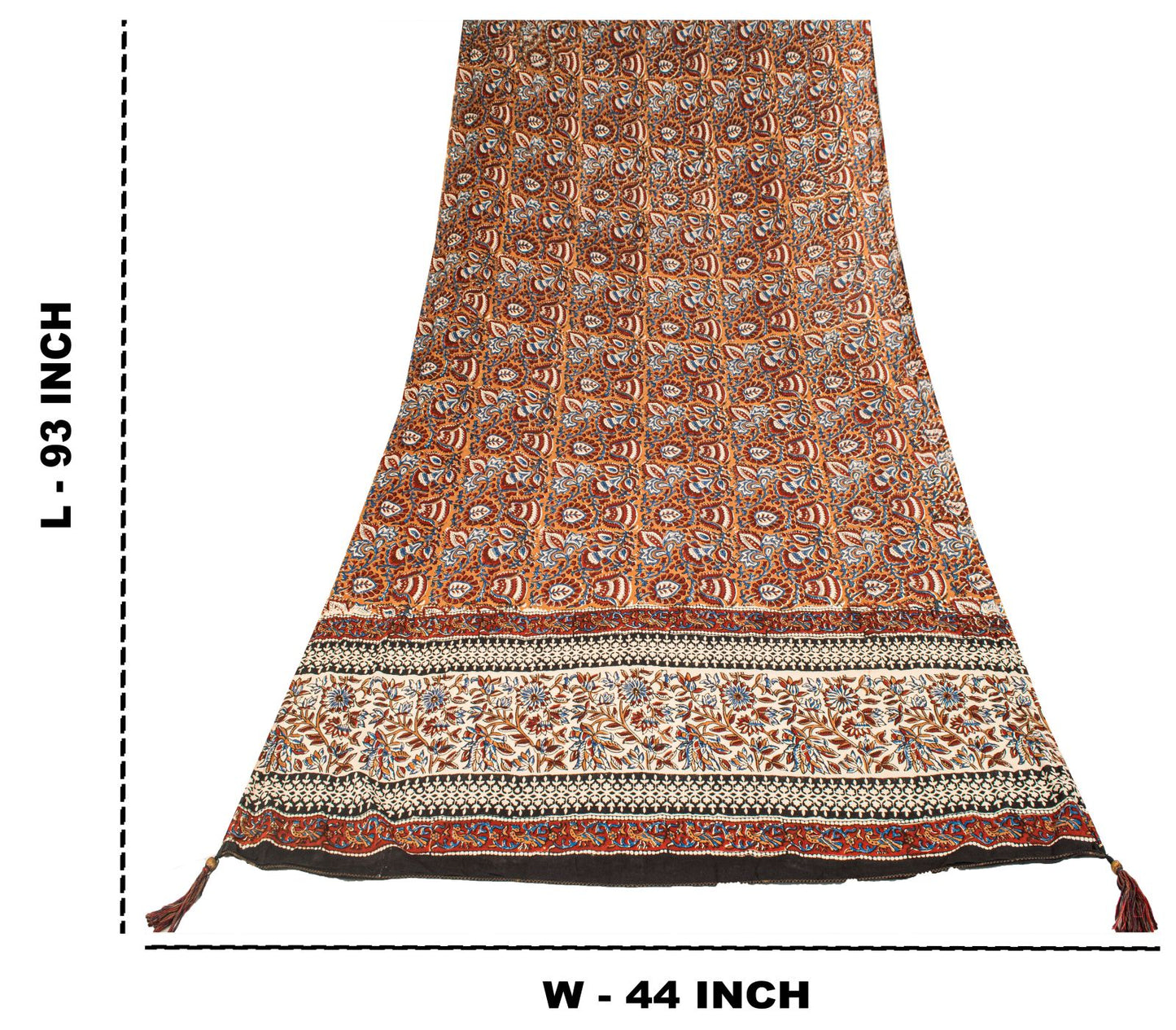 Sanskriti Vintage Dupatta/Stole Brown Pure Cotton Hand Block Printed Kalamkari