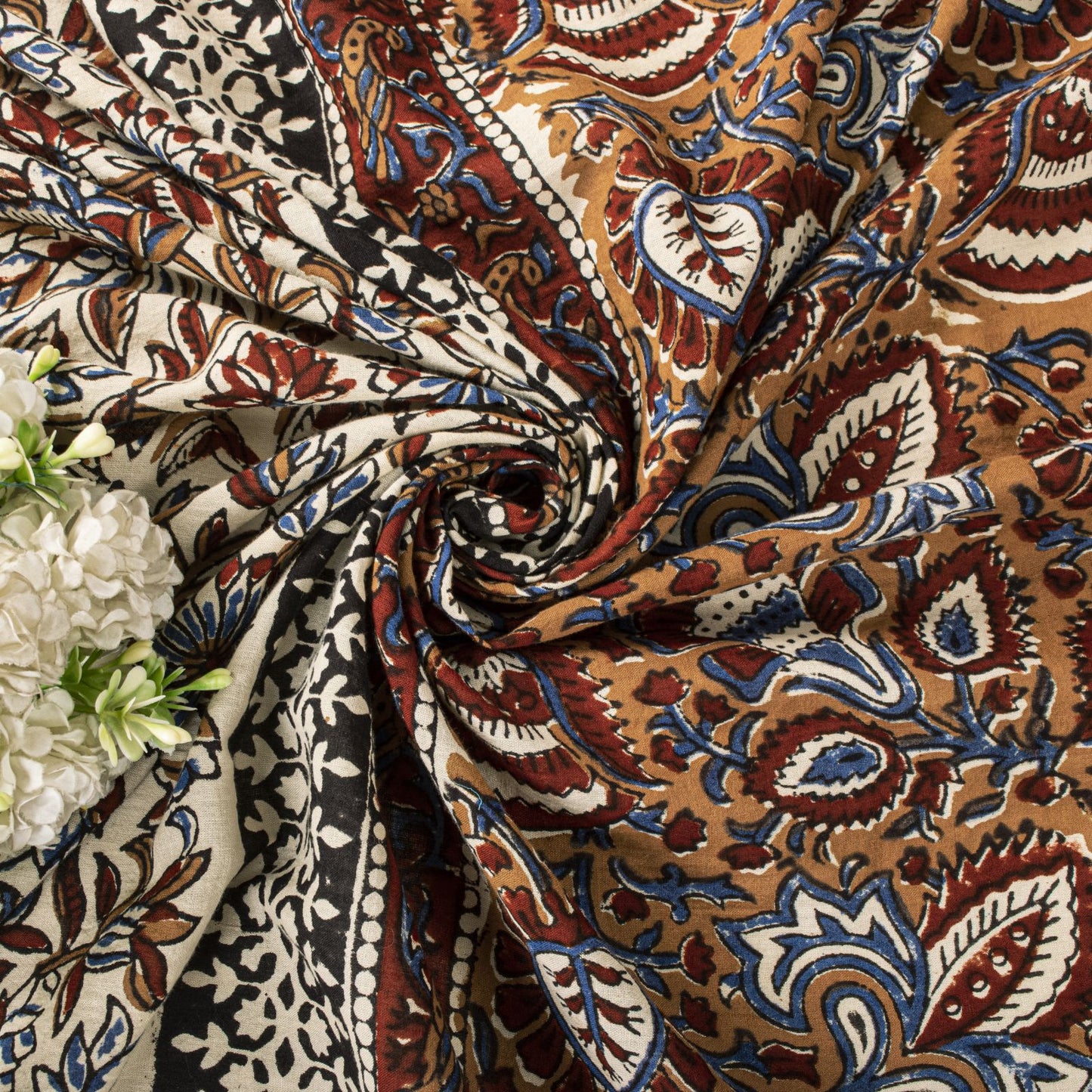 Sanskriti Vintage Dupatta/Stole Brown Pure Cotton Hand Block Printed Kalamkari