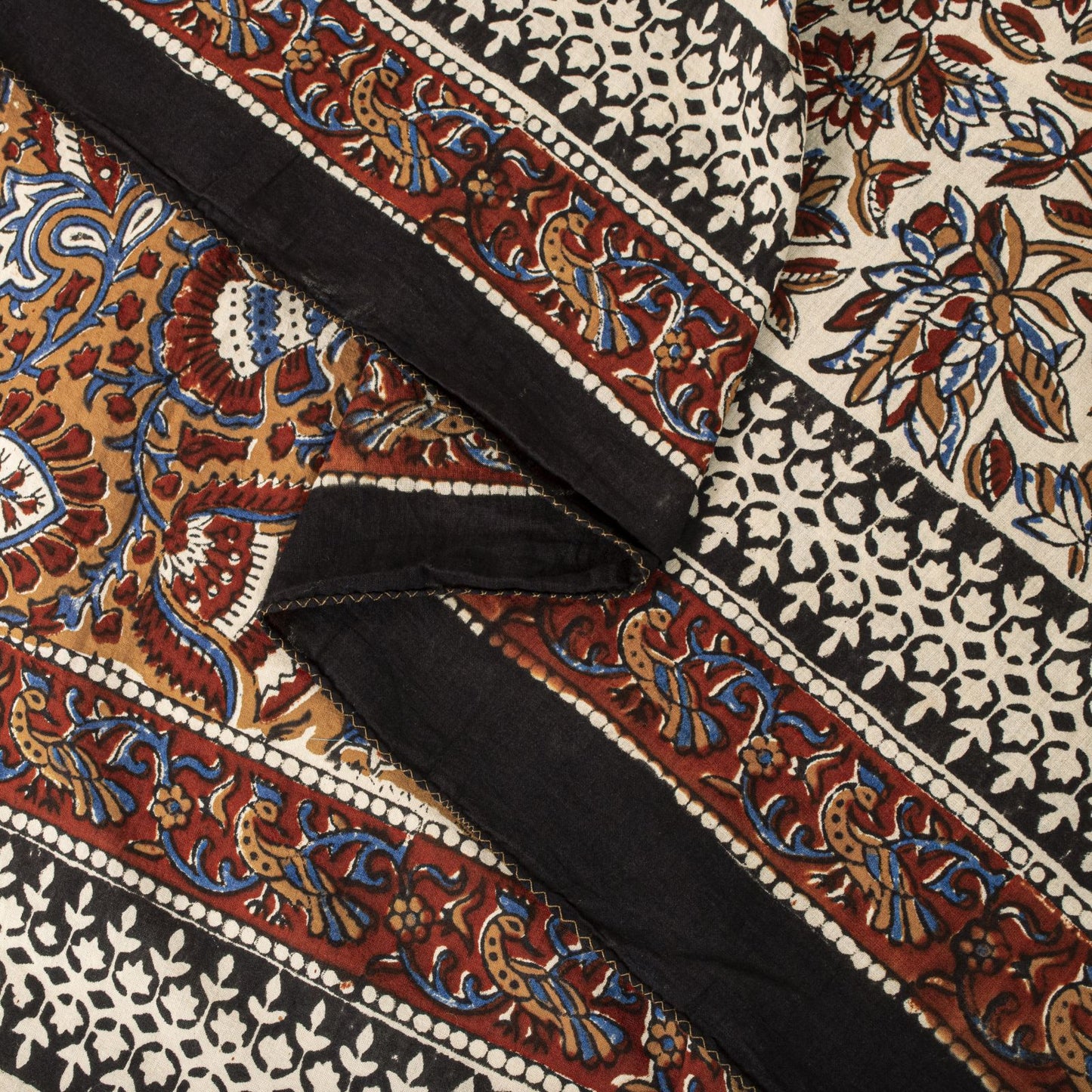 Sanskriti Vintage Dupatta/Stole Brown Pure Cotton Hand Block Printed Kalamkari