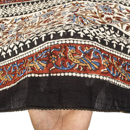 Sanskriti Vintage Dupatta/Stole Brown Pure Cotton Hand Block Printed Kalamkari