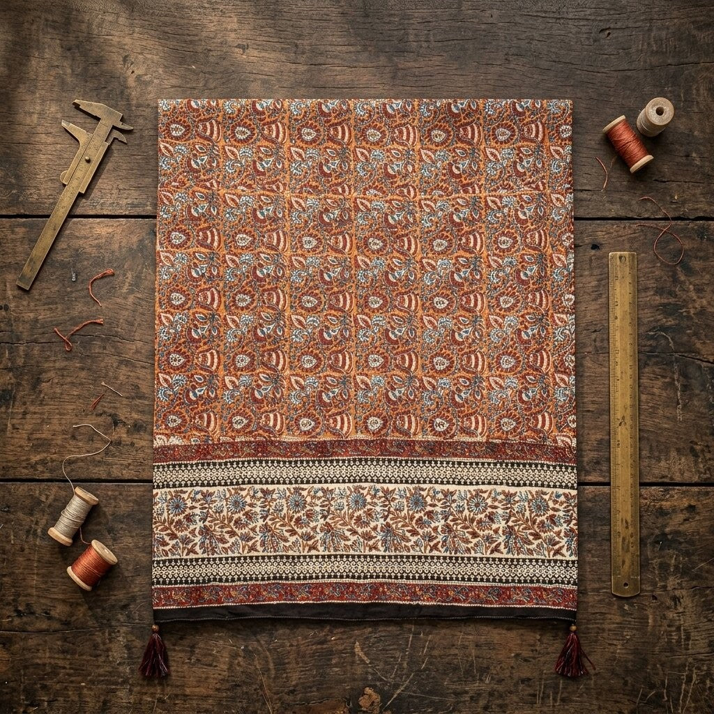 Sanskriti Vintage Dupatta/Stole Brown Pure Cotton Hand Block Printed Kalamkari