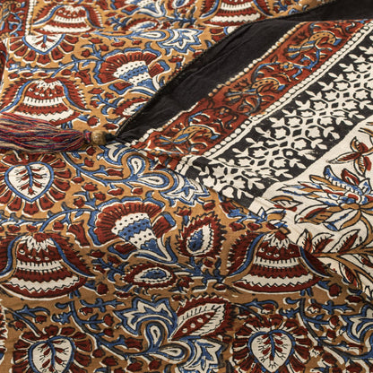 Sanskriti Vintage Dupatta/Stole Brown Pure Cotton Hand Block Printed Kalamkari