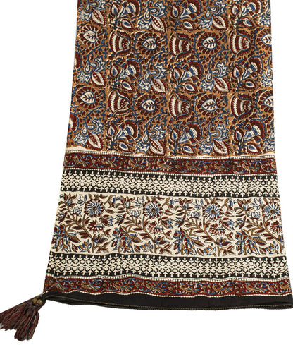 Sanskriti Vintage Dupatta/Stole Brown Pure Cotton Hand Block Printed Kalamkari