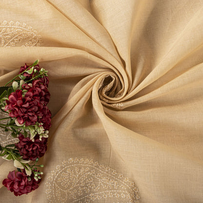 Sanskriti Vintage Dupatta/Stole Peach Pure Cotton Hand Embroidered Chikankari
