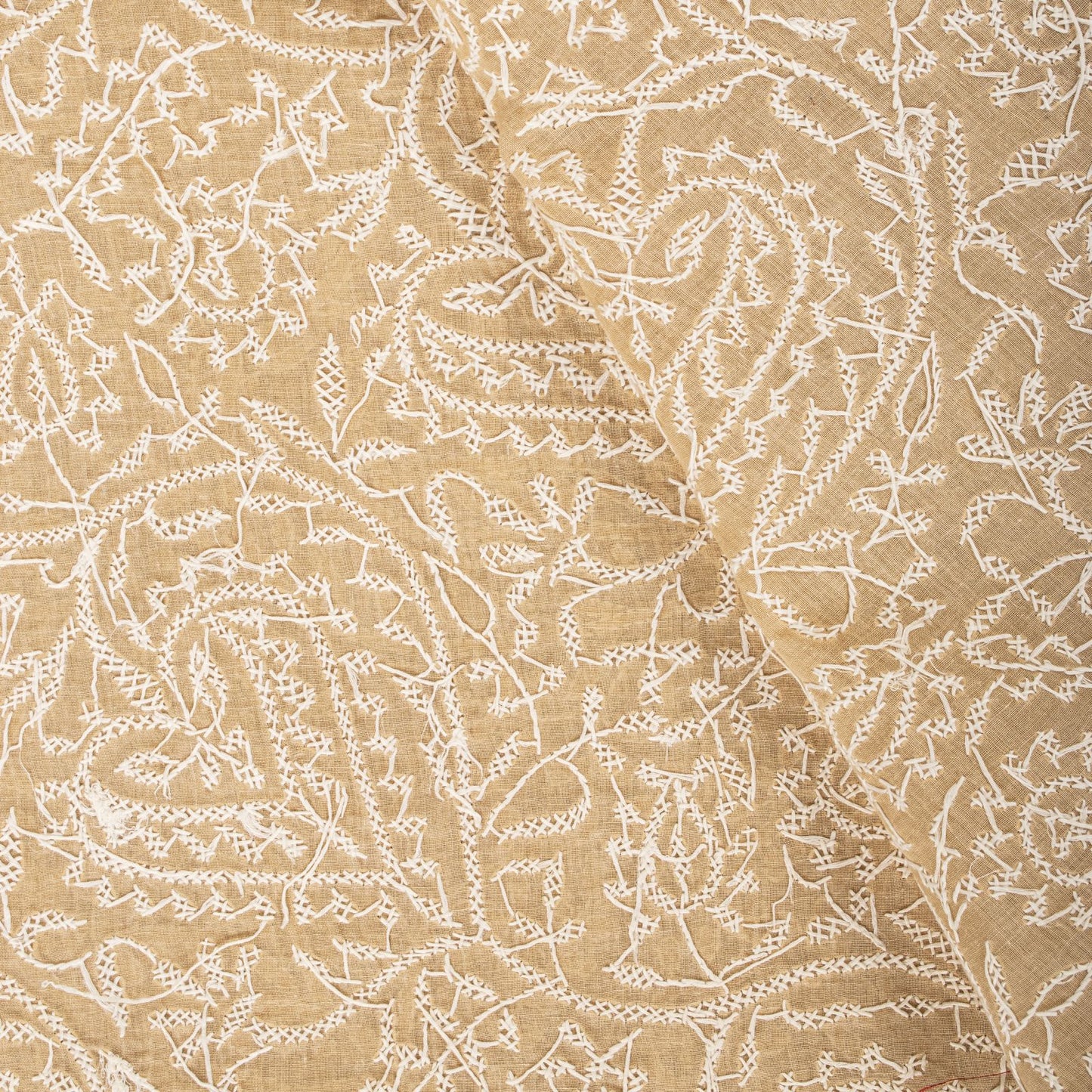 Sanskriti Vintage Dupatta/Stole Peach Pure Cotton Hand Embroidered Chikankari