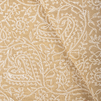 Sanskriti Vintage Dupatta/Stole Peach Pure Cotton Hand Embroidered Chikankari