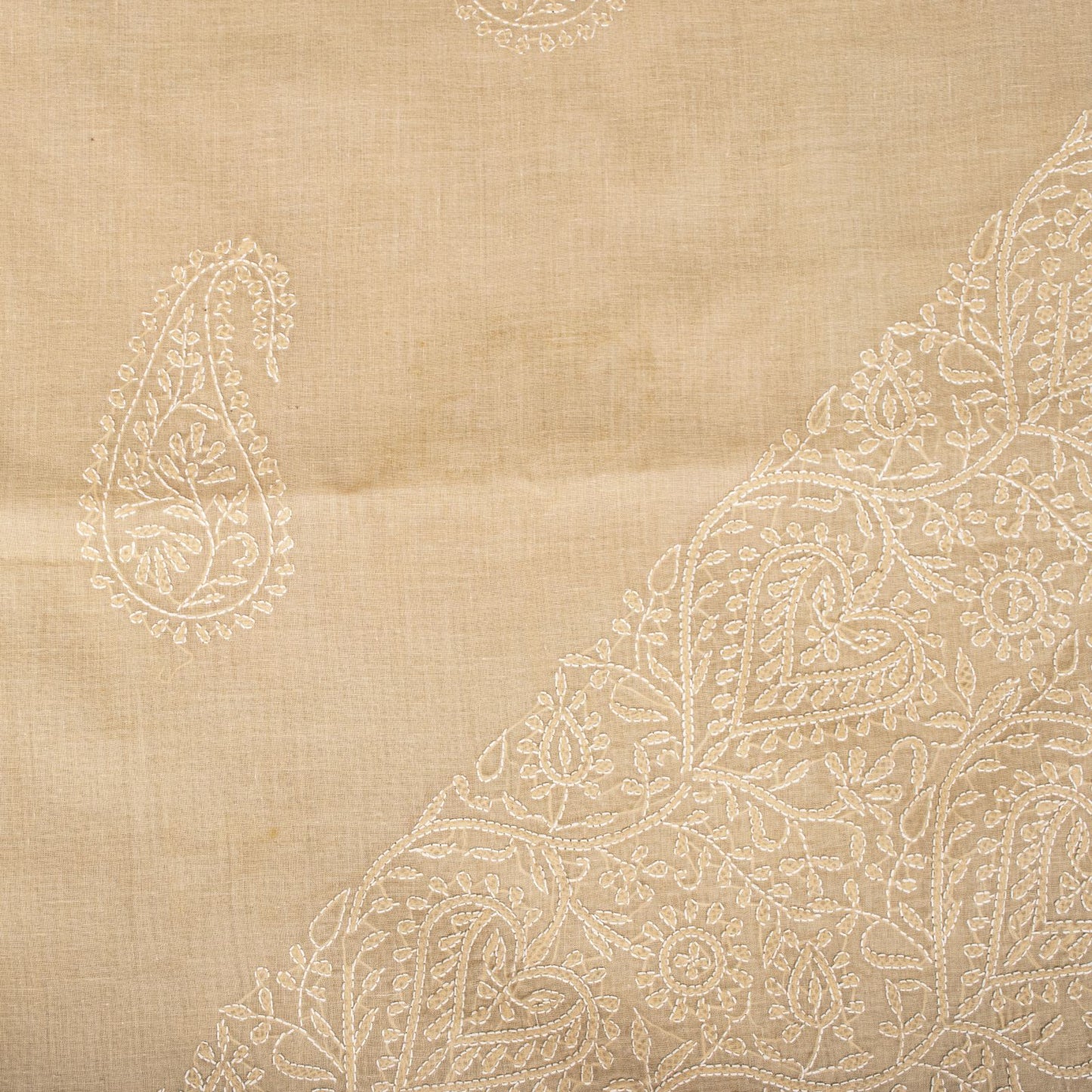 Sanskriti Vintage Dupatta/Stole Peach Pure Cotton Hand Embroidered Chikankari