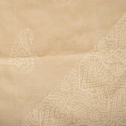 Sanskriti Vintage Dupatta/Stole Peach Pure Cotton Hand Embroidered Chikankari