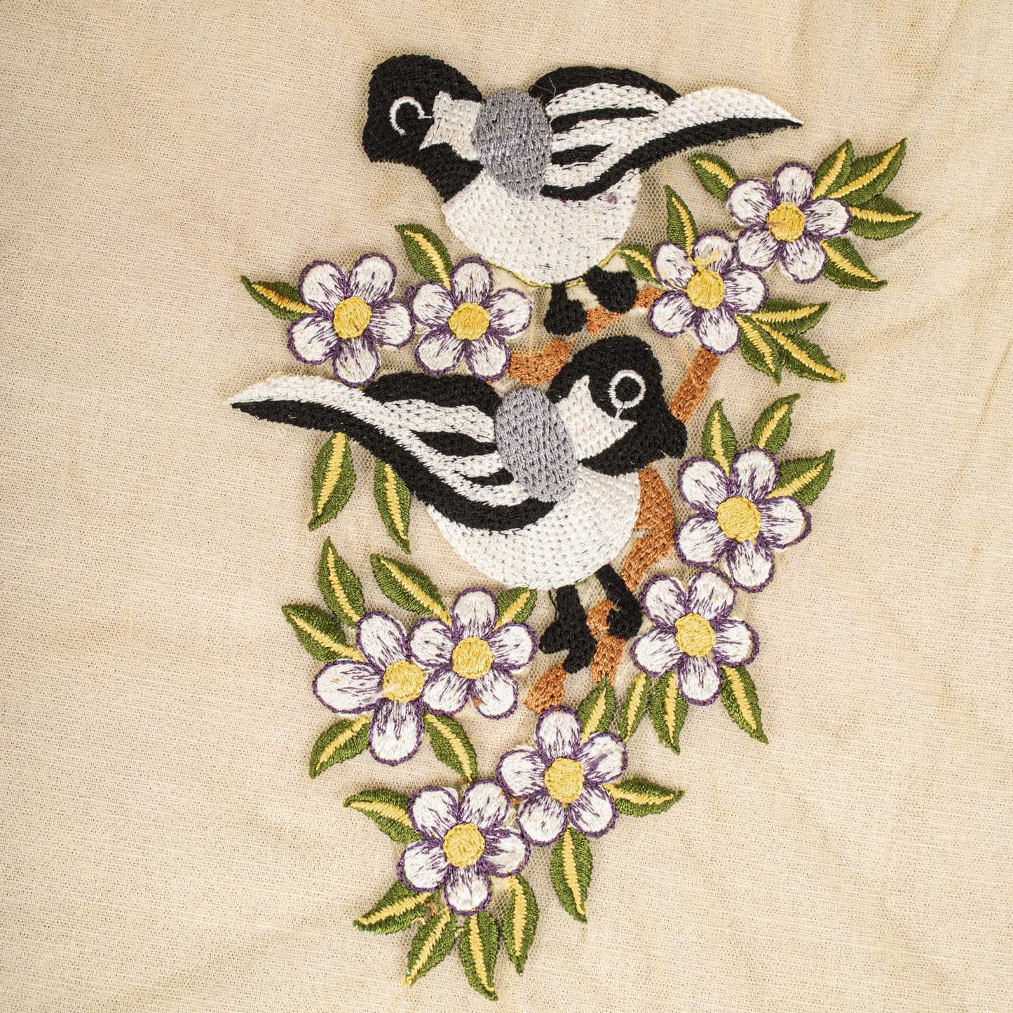 Sanskriti Vintage Dupatta/Stole Yellow Net Hand Embroidered Birds-Lace Work Veil