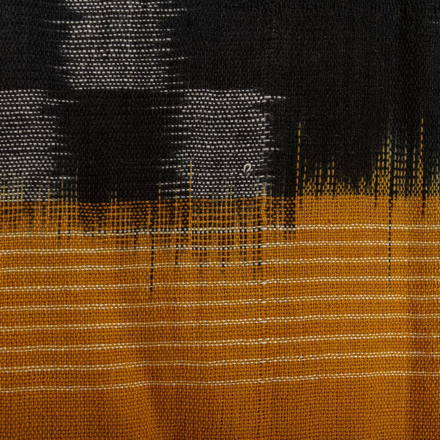 Sanskriti Vintage Dupatta/Stole Black Pure Cotton Patan Patola Ikat Hand Woven