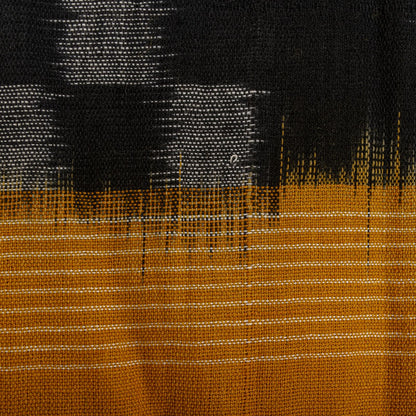 Sanskriti Vintage Dupatta/Stole Black Pure Cotton Patan Patola Ikat Hand Woven