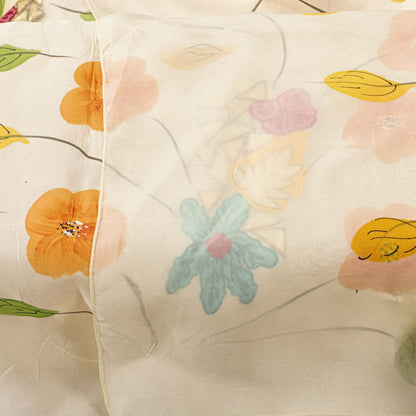 Sanskriti Vintage Dupatta/Stole Ivory Pure Georgette Digital-Embroidered Patch