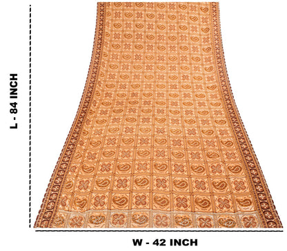 Sanskriti Vintage Dupatta/Stole Beige Art Silk Embroidered Zari Bandhani-Patola