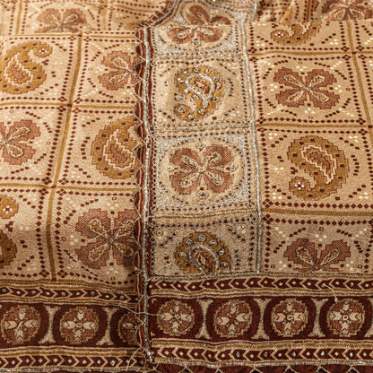 Sanskriti Vintage Dupatta/Stole Beige Art Silk Embroidered Zari Bandhani-Patola