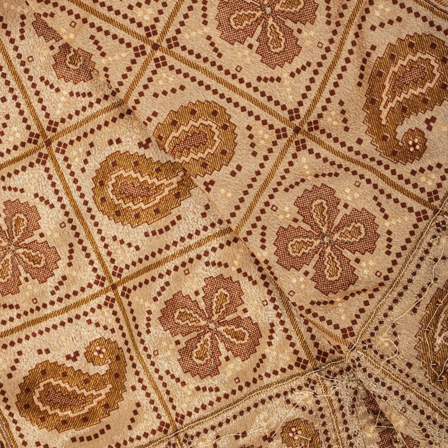 Sanskriti Vintage Dupatta/Stole Beige Art Silk Embroidered Zari Bandhani-Patola
