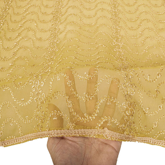 Sanskriti Vintage Dupatta/Stole Yellow Georgette Embroidered Indian Wedding Veil