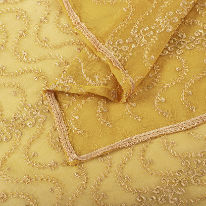 Sanskriti Vintage Dupatta/Stole Yellow Georgette Embroidered Indian Wedding Veil