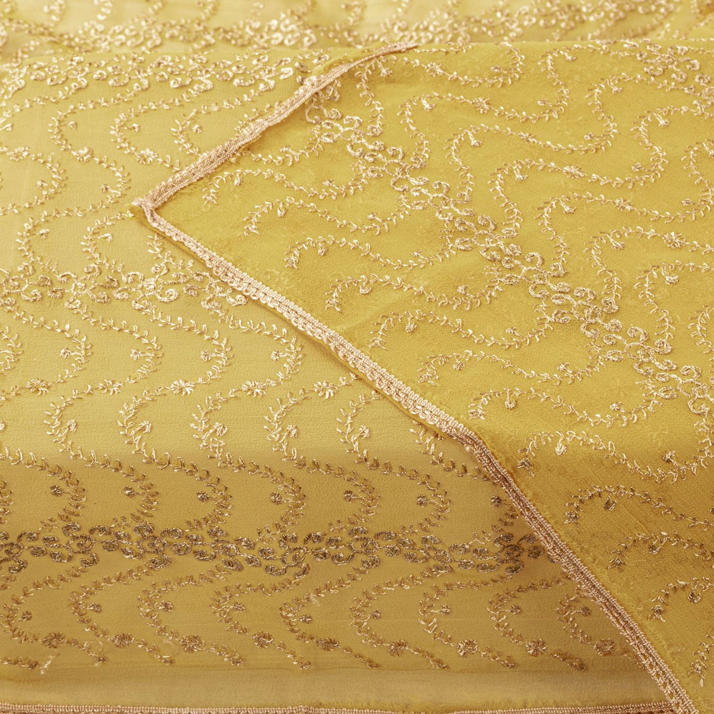 Sanskriti Vintage Dupatta/Stole Yellow Georgette Embroidered Indian Wedding Veil